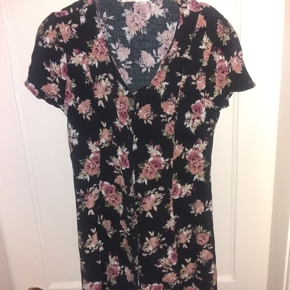 Black floral summer dress